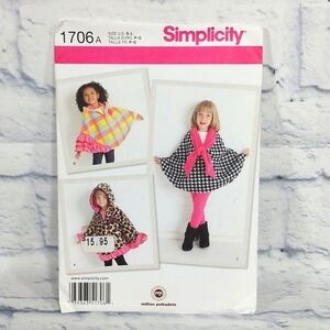 🔵BOGO FREE🔵 Sewing Pattern Simplicity 1706 Child's Fleece Capes Sz S, M, L